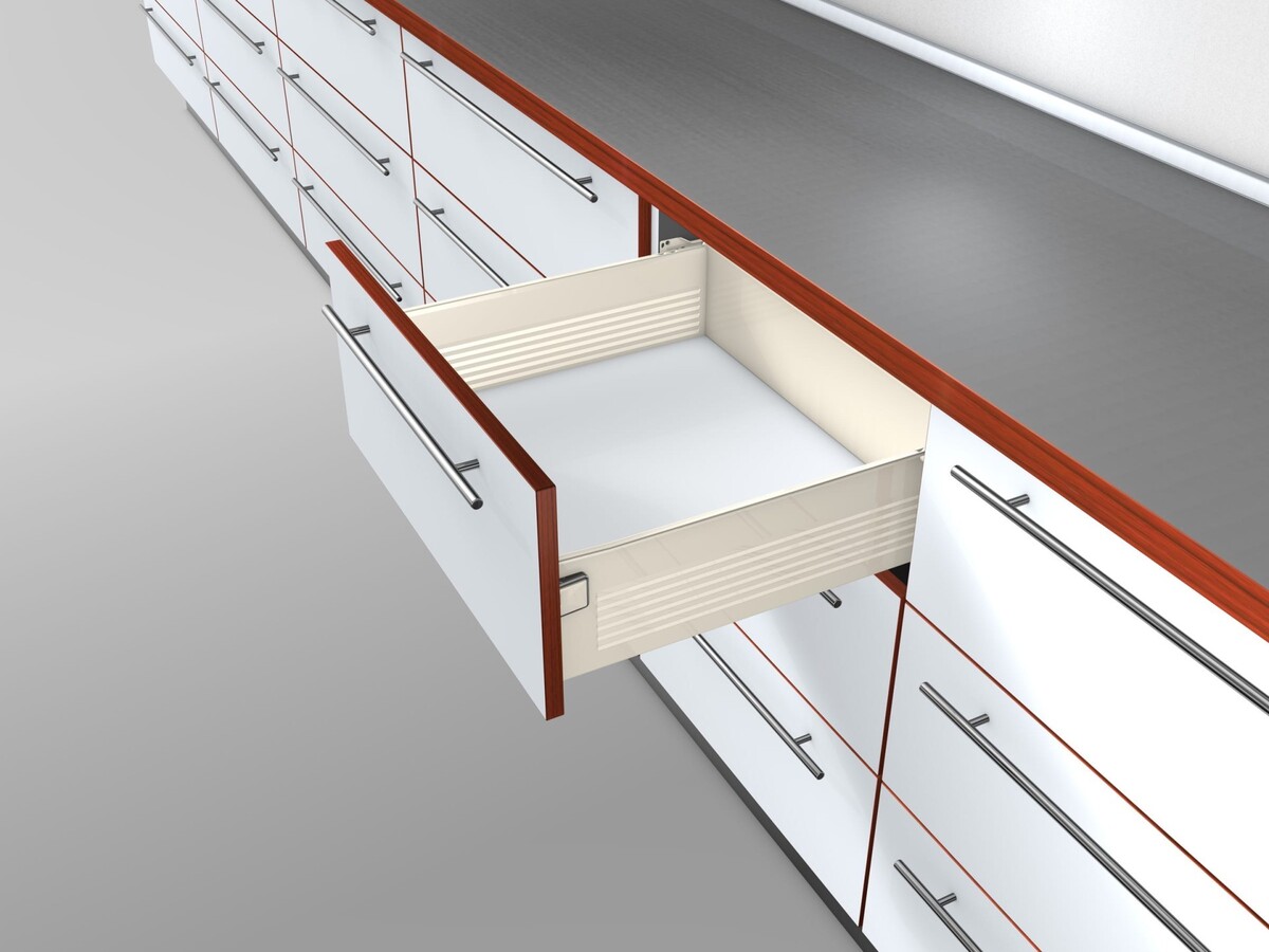 320H4500C Laterala din otel METABOX, H (150 mm), Extragere partiala, 25 kg, NL=450 mm, Versiune cu gheare, stanga/dreapta